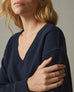 Women's Cotton V-Neck Sweater - Dress Navy
